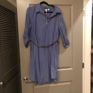 Blue Plaid Belted Dress